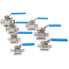 SS304 SS316L Stainless Steel 3-Piece Sanitary Hygienic Full Bore Ball Valve