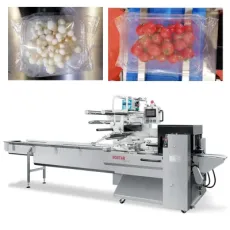 Automatic Multi-Function Mushroom Cherry Tomato Orange Fruit Other Food with Tray Plastic Film Pillow Bag Horizontal Packing Packaging Machine
