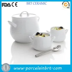 Hot Product White Plain Ceramic Soup Tureen Set