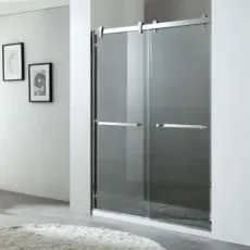 Simple Bathroom Shower Enclosure Straight Sliding Door Tempered Glass Shower Room