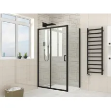 Matt Black Aluminum Shower Room Shower Enclosure with Return Panel Shower Cabin Tempered Glass Door