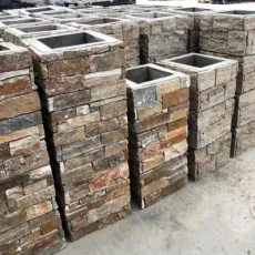 Cement Rustic Slate Quartz Natural Cultured Stone Column Fence Pillar Surround Panel Post Chinese Wholesale Price Design for Gate Wall Cladding Stacked Veneer