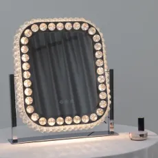 Beauty Salon Cosmetics Makeup Hollywood Vanity Crystal Glass Gold Decorative Mirror
