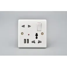 1 Gang 2 3 Pin Multi Switched Socket Outlet with Neon +USB