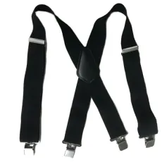 Black X Shape Suspender Polyester Metal for Man