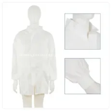 Lucky Star Anti-Static Lab Coat, Microporous Film, Zipped Front, Against Soild Dusts and Minor Splashing