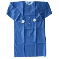 Lucky Star Disposable SMS Lab Coat with Knit Cuffs and Collar, Against Soild Dusts and Minor Splashing, Waterproof and Durable, Comfortable Uniform