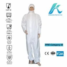OEM En14126 Type 6 Protective PPE Kit Suit Coverall Overall Disposable Coverall Protection Clothes Chemical Protective Clothing