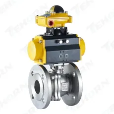 Pneumatic Actuator 2 PC Industrial Floating Stainless Steel Ball Valve with Flange End DIN Pn16/40