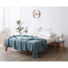 China Factory Made Home & Hotel Super Soft Textile Simple Design Wholesale and Retail 100% Cotton Blue Home Bedding Blanket Used in Spring and Autumn-140*200cm
