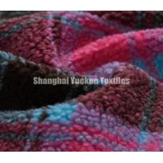 Sherpa Fleece Fabric Colorful Jacquard Faux Fur Fabric Plaid Sherpa Fabric