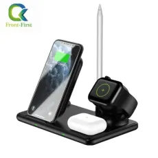 Portable Foldable 60 Degree Detachable Intelligient Support Wireless Charging 4in1 Mobile Phone Holder for Phone, Watch, I Pad Pencil, Earplug