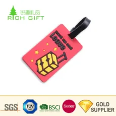 Free Samples Custom Promotional 3D Rubber Red Color Airplane Label Travel Accessories PVC Luggage Tag