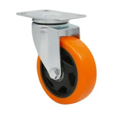 4-Inch Medium-Duty Orange PVC Swivel Caster Wheel Barrow Without Brake