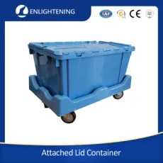 Factory Direct Sale Heavy Duty Industrial Transport Warehouse Storage Big Large Size Logistic Tote Moving Stack and Nest Plastic Container with Attached Lid