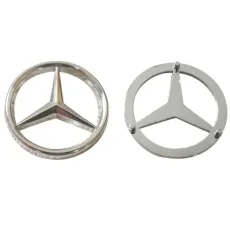 Factory Custom Made Nickel Plated Metal Alloy Name Badge Manufacturer Customized Company Logo Label Bespoke Metallic Famous Car Brand Mercedes Benz Tag and Sign