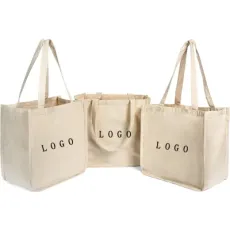 Custom Printed Recycle Plain Organic Cotton Canvas Tote Bag Bulk Large Reusable Canvas Cotton Shopping Bag with Logo