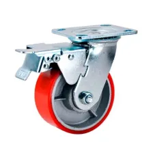 Heavy Duty Total Lock PU Wheel on Iron Industrial Swivel Casters with Roller Bearing