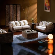 Natural Rattan Sofa Set Lounge Coffee Table Other Wicker Furniture with Screen