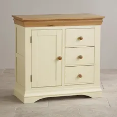 Painted White Oak Solid Wood Storage Cabinet