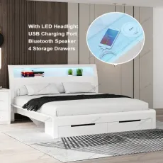 Nova China Wholesale LED Gloss Beds Modern Wooden Bed Room Sets Hotel Bed Home Bedroom Furniture