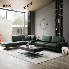 Luxury Modern Contemporary Italian Home Furniture for Living Room Sectional Corner Genuine Leather Sofa