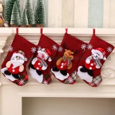 Large Christmas Stockings Santa Elk Fabric Gift Socks Christmas Lovely Stockings for Children Fireplace Tree Christmas Decoration