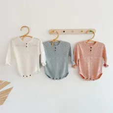 Knitted Long Sleeve Sweater T-Shirt Triangle Romper