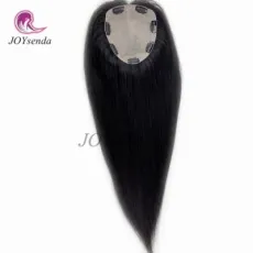 PU Injected Long Straight Natural Color Skin Base Scalp Human Hair Topper/Toupee/Hair Pieces for Women