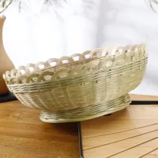 Natural Handwoven Bamboo Fruit Basket Tray Craft