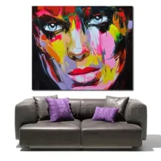 Hand-Painted Modern Figure Palette Knife Wall Art Decor Abstract Portrait Pop Oil Painting on Canvas