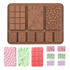 Ak 9 Cavity Chocolate Silicone Mold Heart Broken Fondant Patisserie Candy Bar Mould Cube Cake Molds Kitchen Baking Accessories