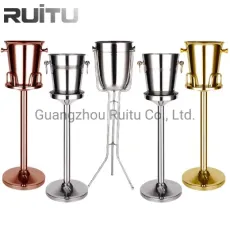Luxury Ice Buckets for Bar Nigh Club Champagne Holder Metal Stainless Steel Gold Copper Cooler Wine Beer Ice Bucket with Stand