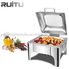 Other Hotel Kitchen Catering Equipment Food Warmers Chafing Dishes Stainless Steel Everpure Food Service Buffet 6L Square Hydraulic Glass Lid Chaffing Dishes