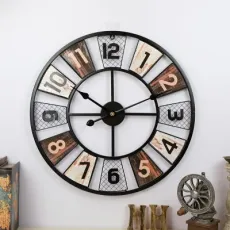 Iron American Retro Living Room Clock Round Metal Wall Clock Creative Decorative Wall Watch