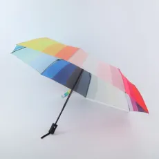 53.5cm Automatic Open Three Fold Manufacture China Factory Rainbow Umbrella