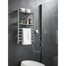 Stainless Steel 304 Towel Warmer Electric Towel Rack with Round Double Shelf for Bathroom Drying