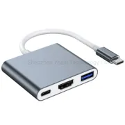 Portable 3 in 1 Docking Station USB C to 4K/30Hz HDMI-Compatible Adapter Multiport Pd USB 3.0 C Converter Hub for Mac PRO