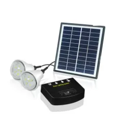 4W/11V Solar Panel Energy Home Lighting Kits with 2PCS 1W LED Bulb Home Lighting