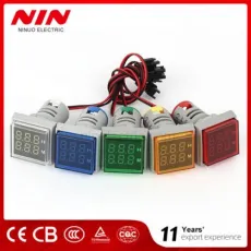 Nin Mini Square Indicator Lamp Type Thermometer LED Digital Display Waterproof High Accuracy 22mm Timer Meter