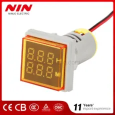 Nin 22mm Square Big Digital Tube Panel Indicator Hours Display Timer Meter Yellow