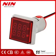 Nin Red Mini Square Indicator Lamp Type Thermometer LED Digital Display Waterproof High Accuracy 22mm Timer Meter