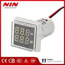 Nin White Mini Square Indicator Lamp Type Thermometer LED Digital Display Waterproof High Accuracy 22mm Timer Meter