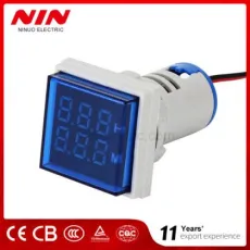 Nin Blue Mini Square Indicator Lamp Type Thermometer LED Digital Display Waterproof High Accuracy 22mm Timer Meter