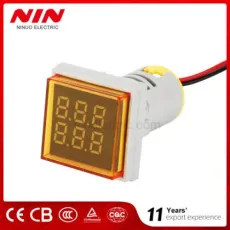 Nin 22mm Big Square Digital Tube Display Panel Indicator Counter Meter Yellow