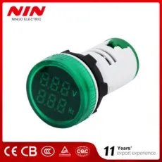 Nin Best Quality SMD Green Round V+Hz LED Traid Display 22mm AC Meter Indicator