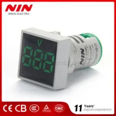 22mm AC 20-500V Voltmeter Square Panel LED Digital Voltage Meter Indicator Light Digital Panel Indicator Ad101 22vm Green