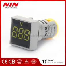 22mm AC 20-500V Voltmeter Square Panel LED Digital Voltage Meter Indicator Light Digital Panel Indicator Ad101 22vm Yellow