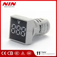 22mm AC 20-500V Voltmeter Square Panel LED Digital Voltage Meter Indicator Light Digital Panel Indicator Ad101 22volmeter White