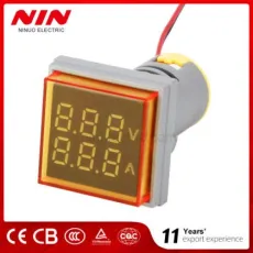 Niin Mini Square Panel Meter Indicator 30V DC Voltmeter Ammeter Volt Meter Ad101-22vams Signal Light LED Digital Display Yellow